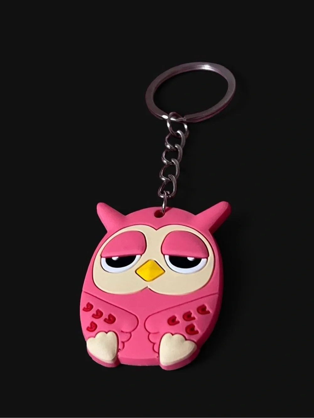 Pink Owl Silicone Keychain